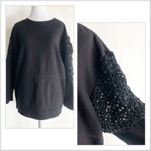 Zara Small Top Chunky Knit Sleeves Long Sleeve Sweatshirt Crochet Style